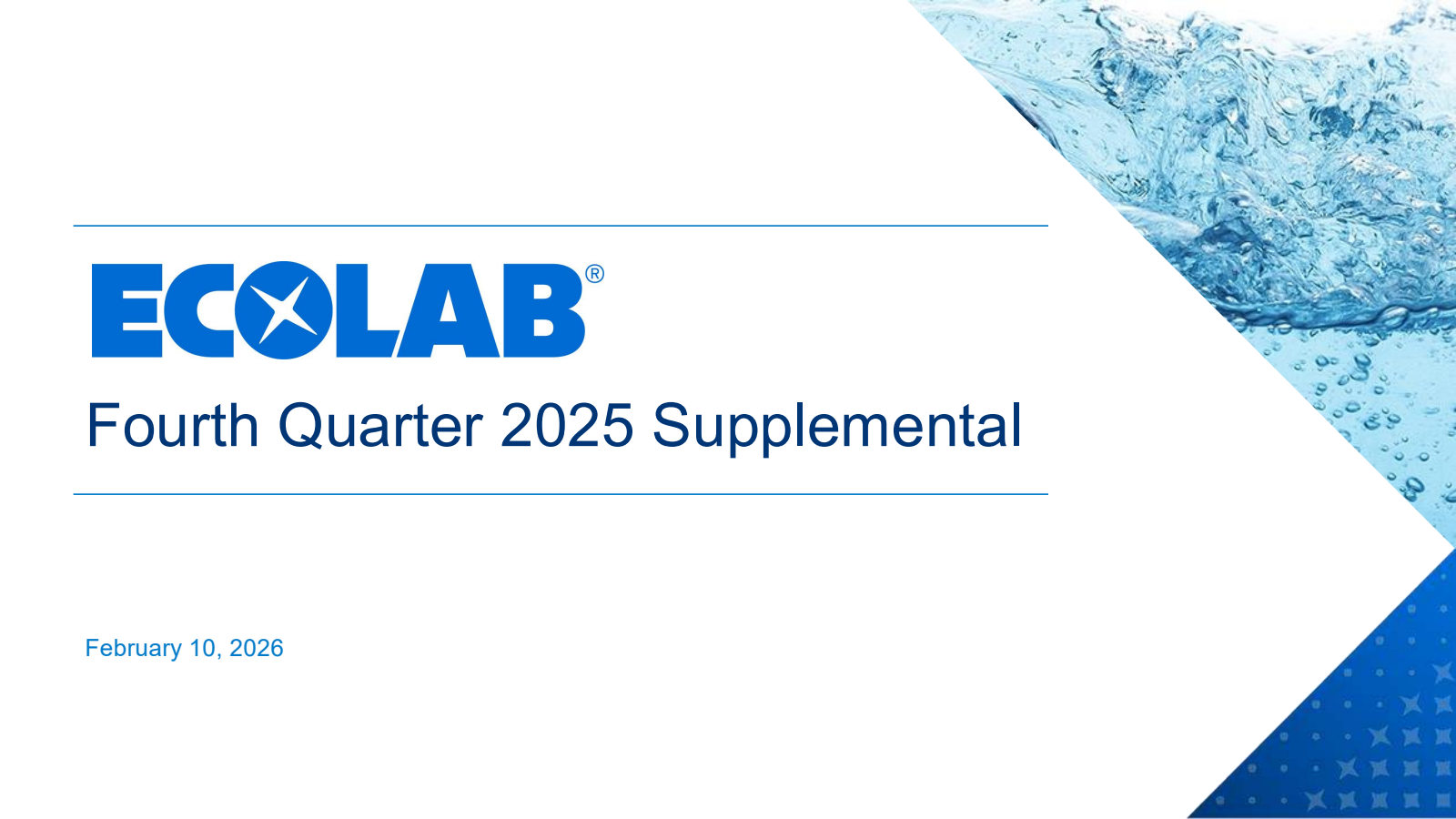 Ecolab's Q4 2025 Slide Deck