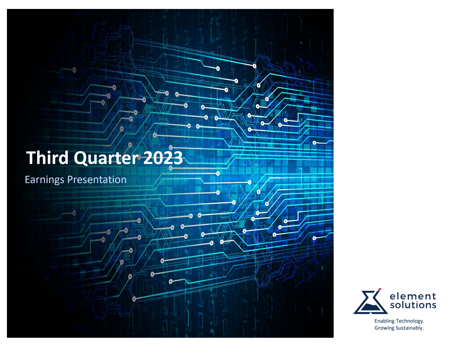 Element Solutions' Q3 2023 Slide Deck