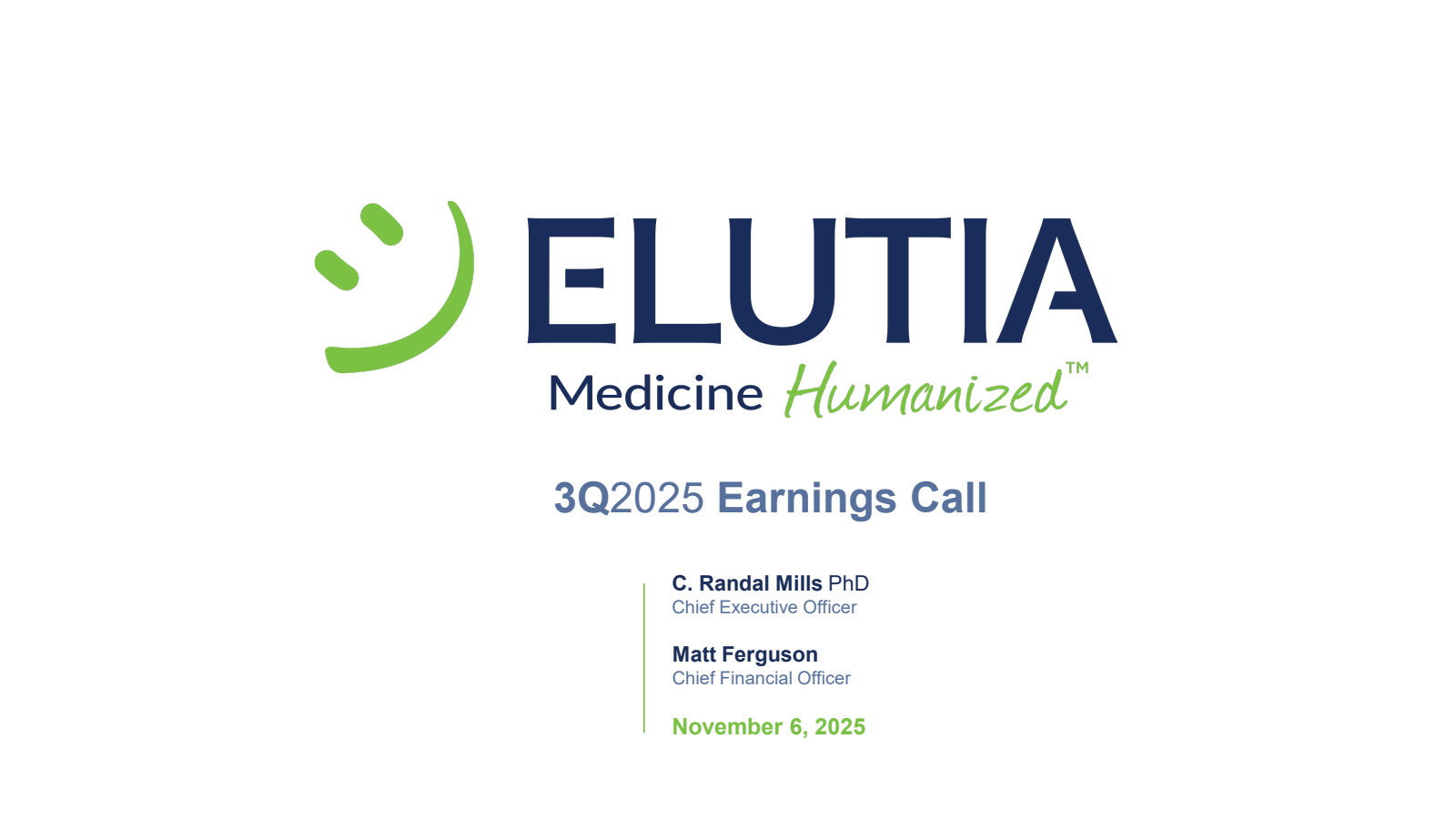 Elutia's Q3 2025 Slide Deck