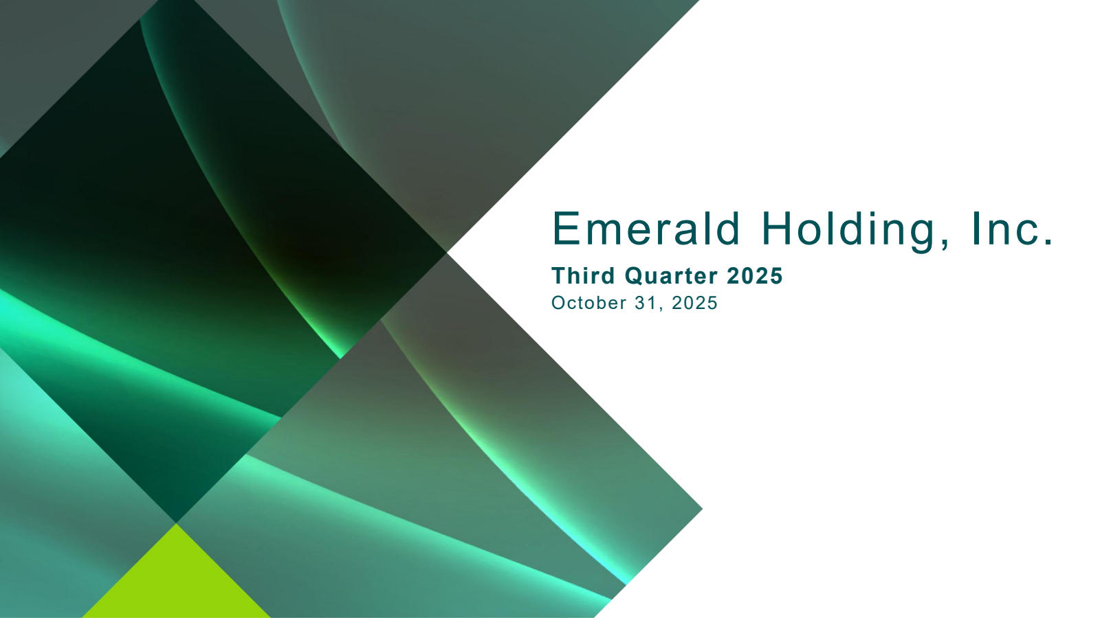 Emerald's Q3 2025 Slide Deck