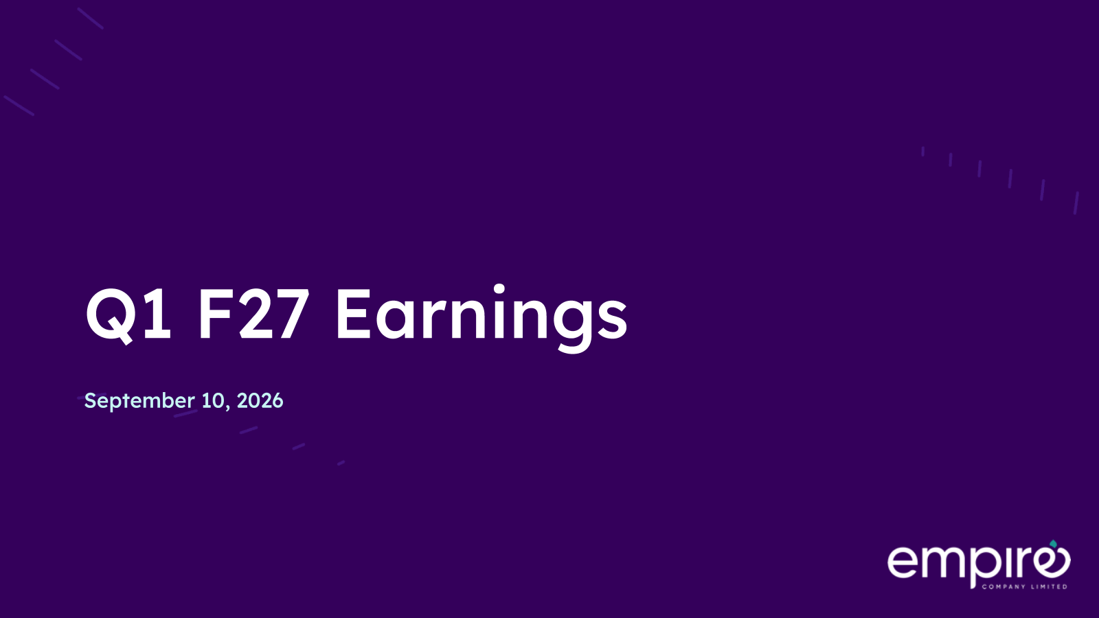 Empire's Q1 2027 Slide Deck