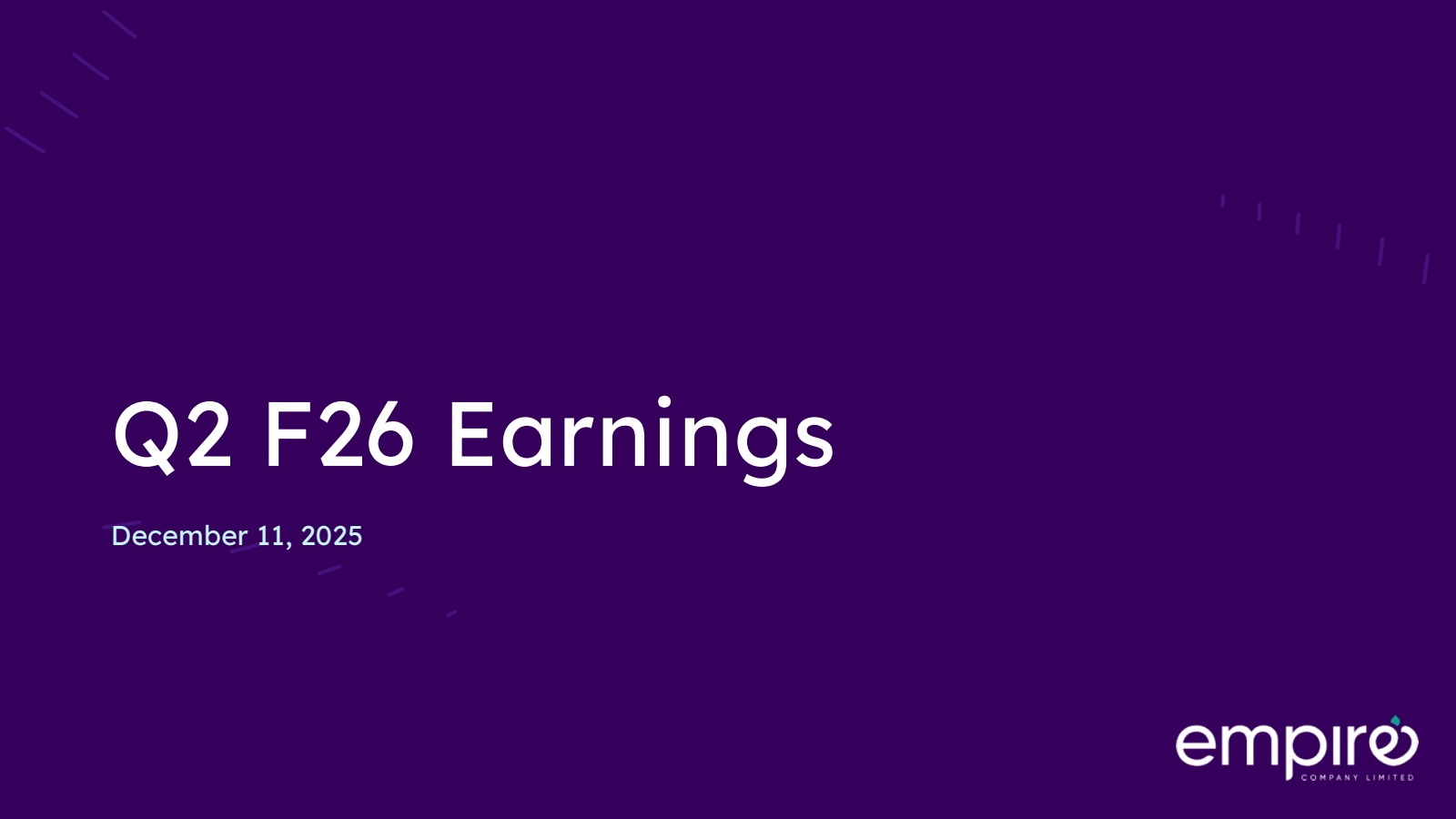 Empire's Q2 2026 Slide Deck