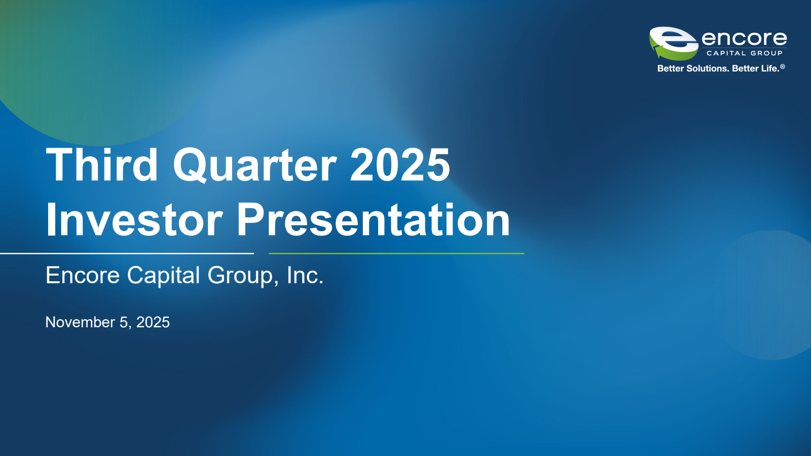 Encore Capital Group's Q3 2025 Slide Deck