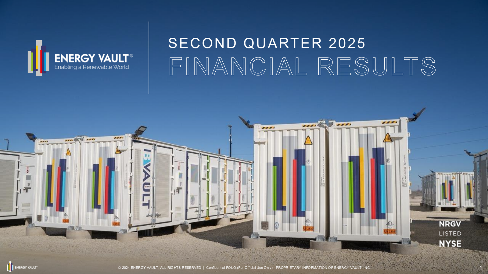 Energy Vault's Q2 2025 Slide Deck