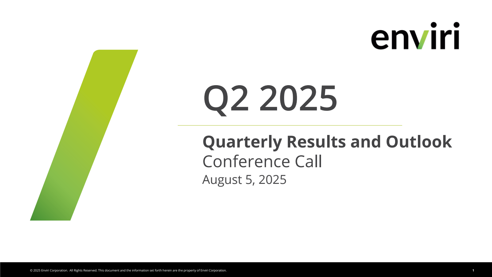 Enviri's Q2 2025 Slide Deck