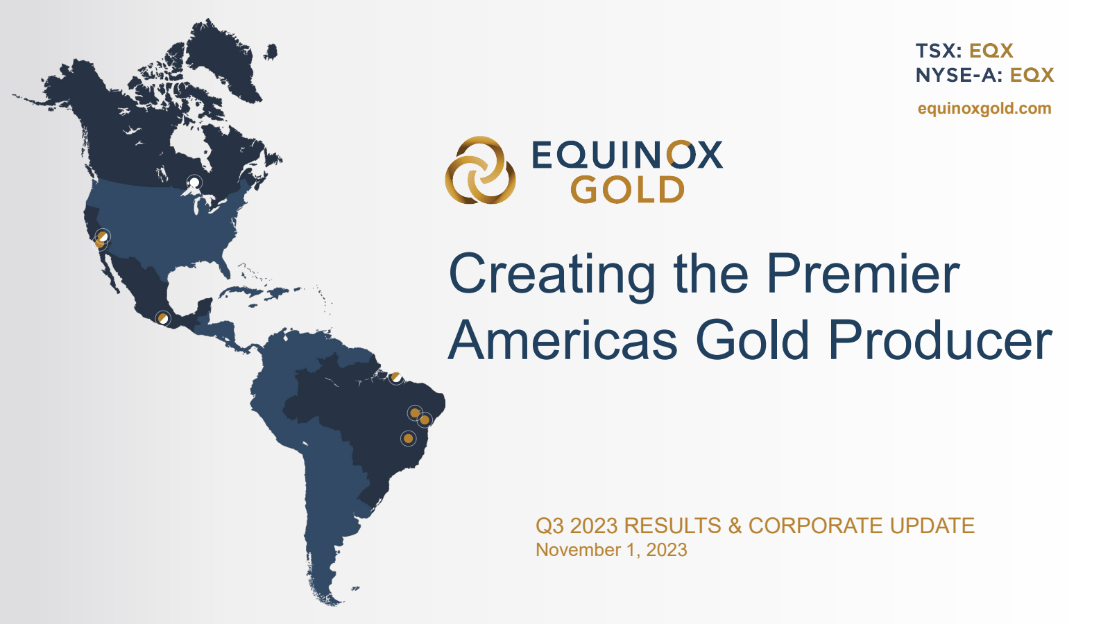 Equinox Gold's Q3 2023 Slide Deck