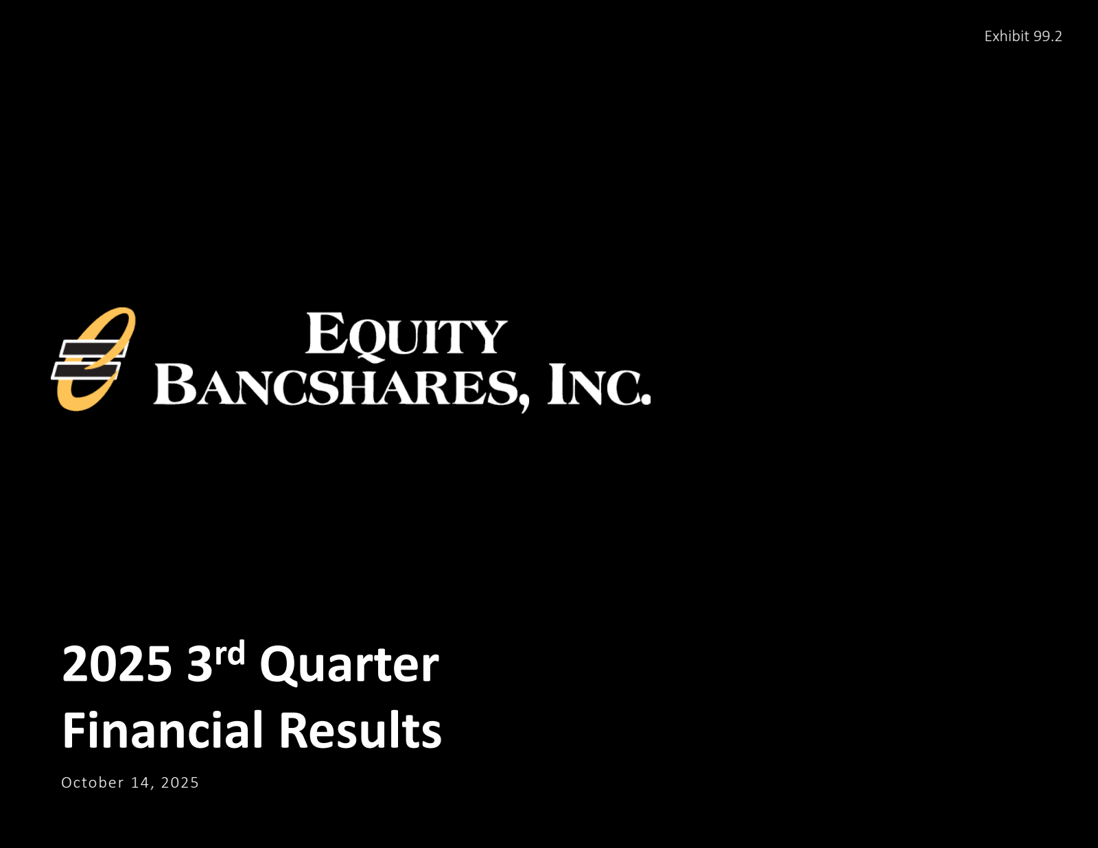 Equity Bancshares' Q3 2025 Slide Deck