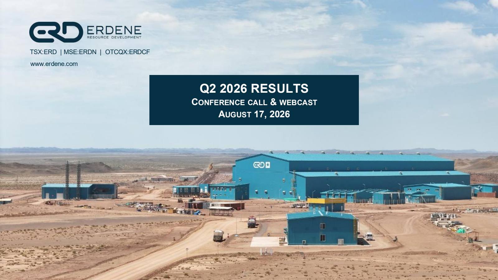 Erdene Resource Development's Q2 2026 Slide Deck