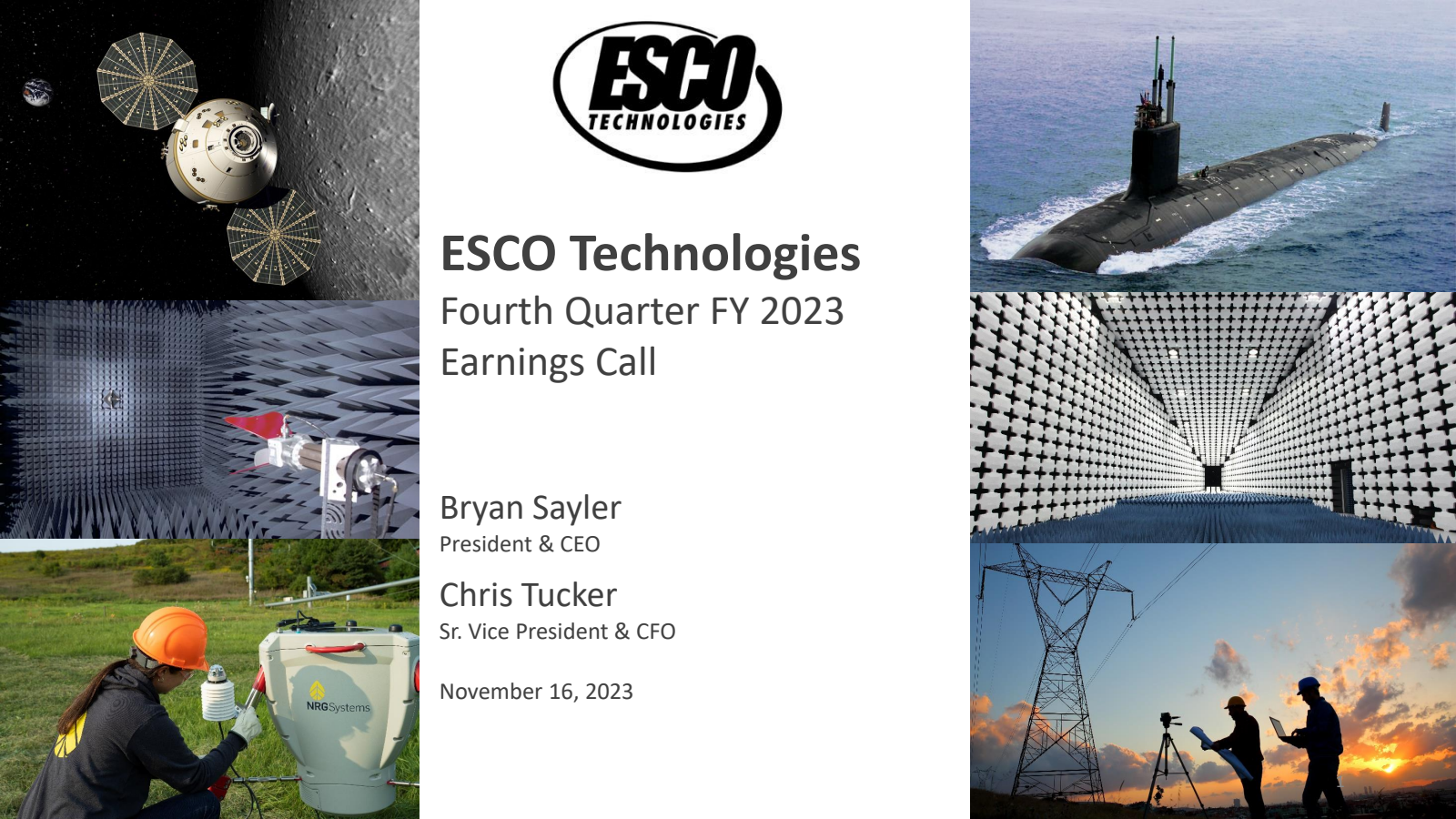 ESCO Technologies' Q4 2023 Slide Deck