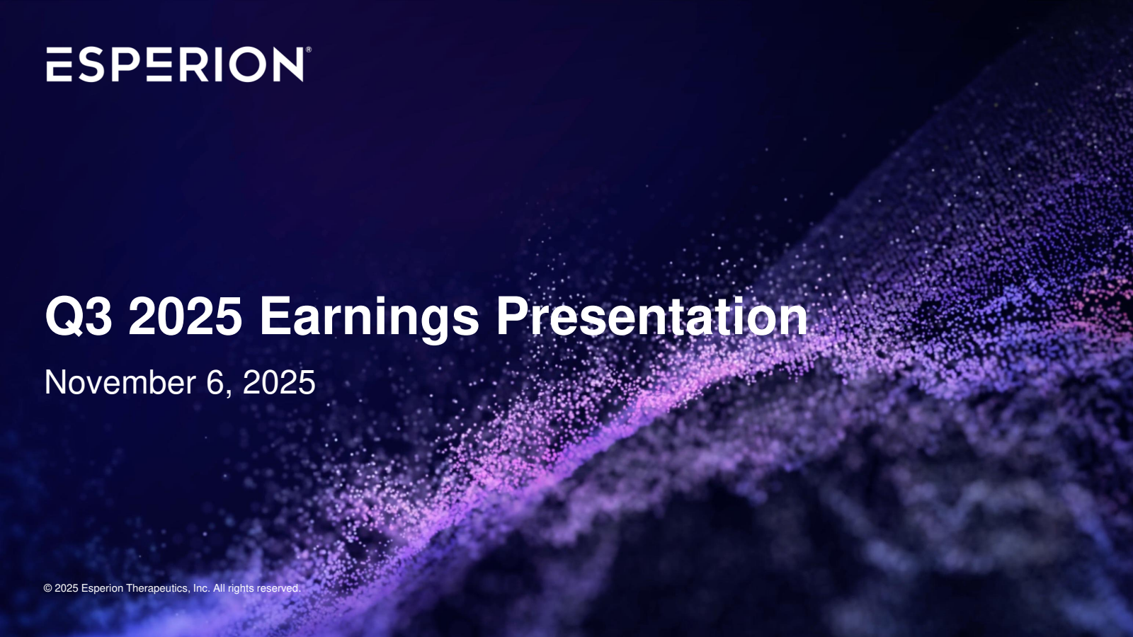 Esperion Therapeutics' Q3 2025 Slide Deck