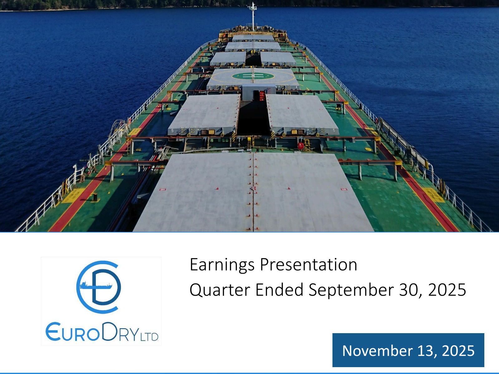 EuroDry's Q3 2025 Slide Deck