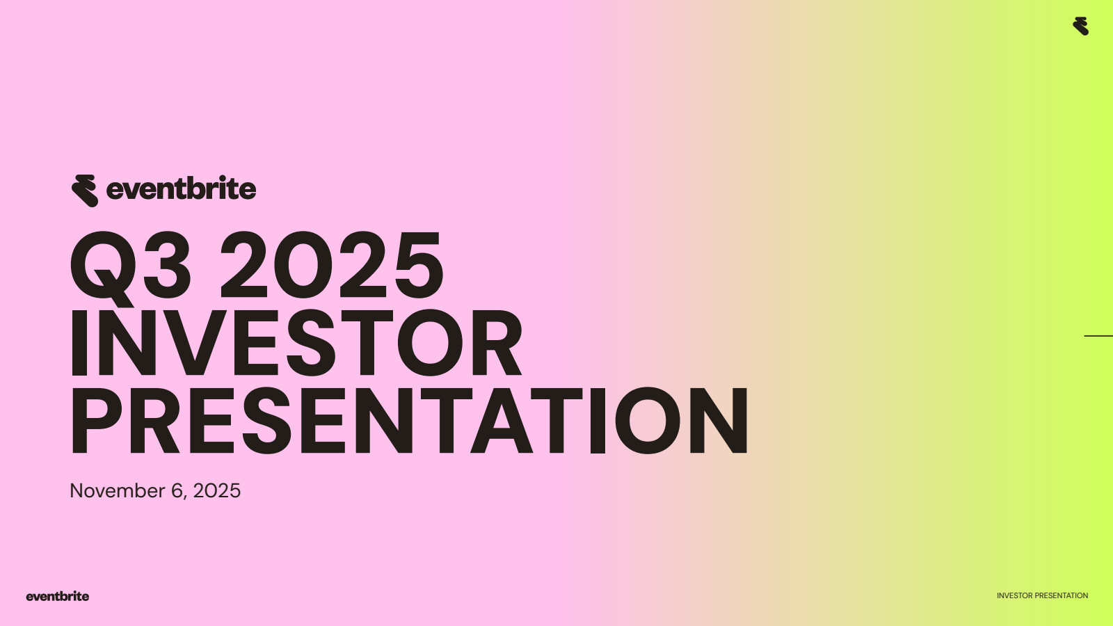 Eventbrite's Q3 2025 Slide Deck