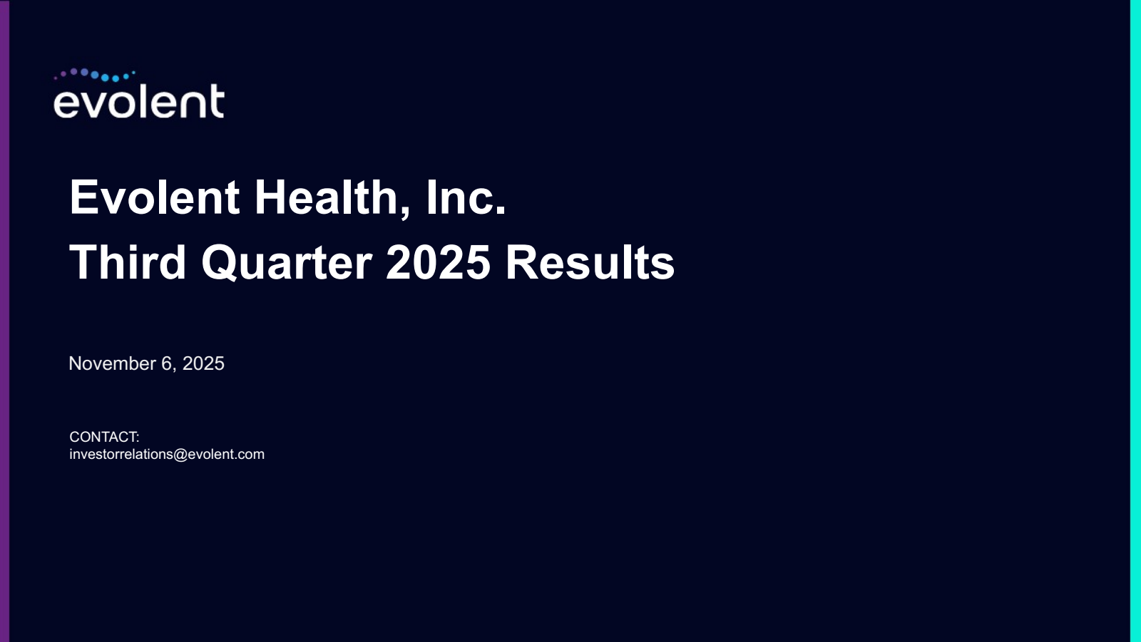 Evolent Health's Q3 2025 Slide Deck