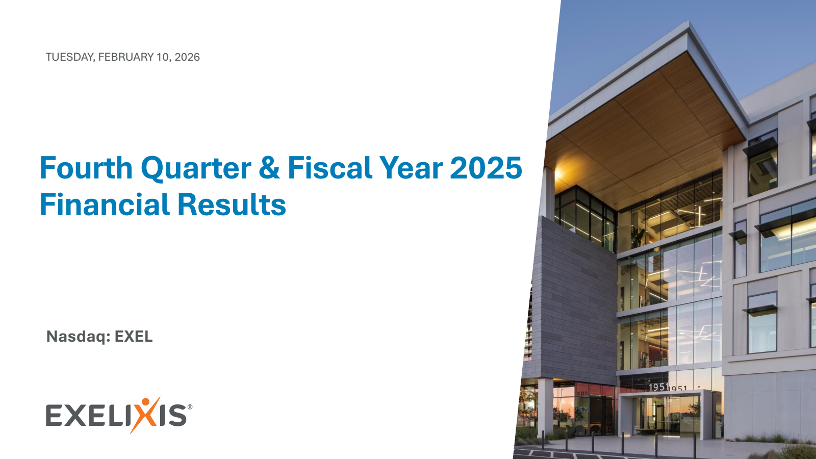 Exelixis' Q4 2025 Slide Deck