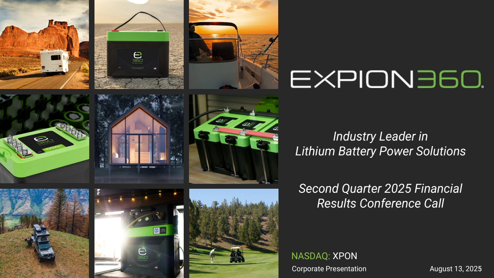 Expion360's Q2 2025 Slide Deck