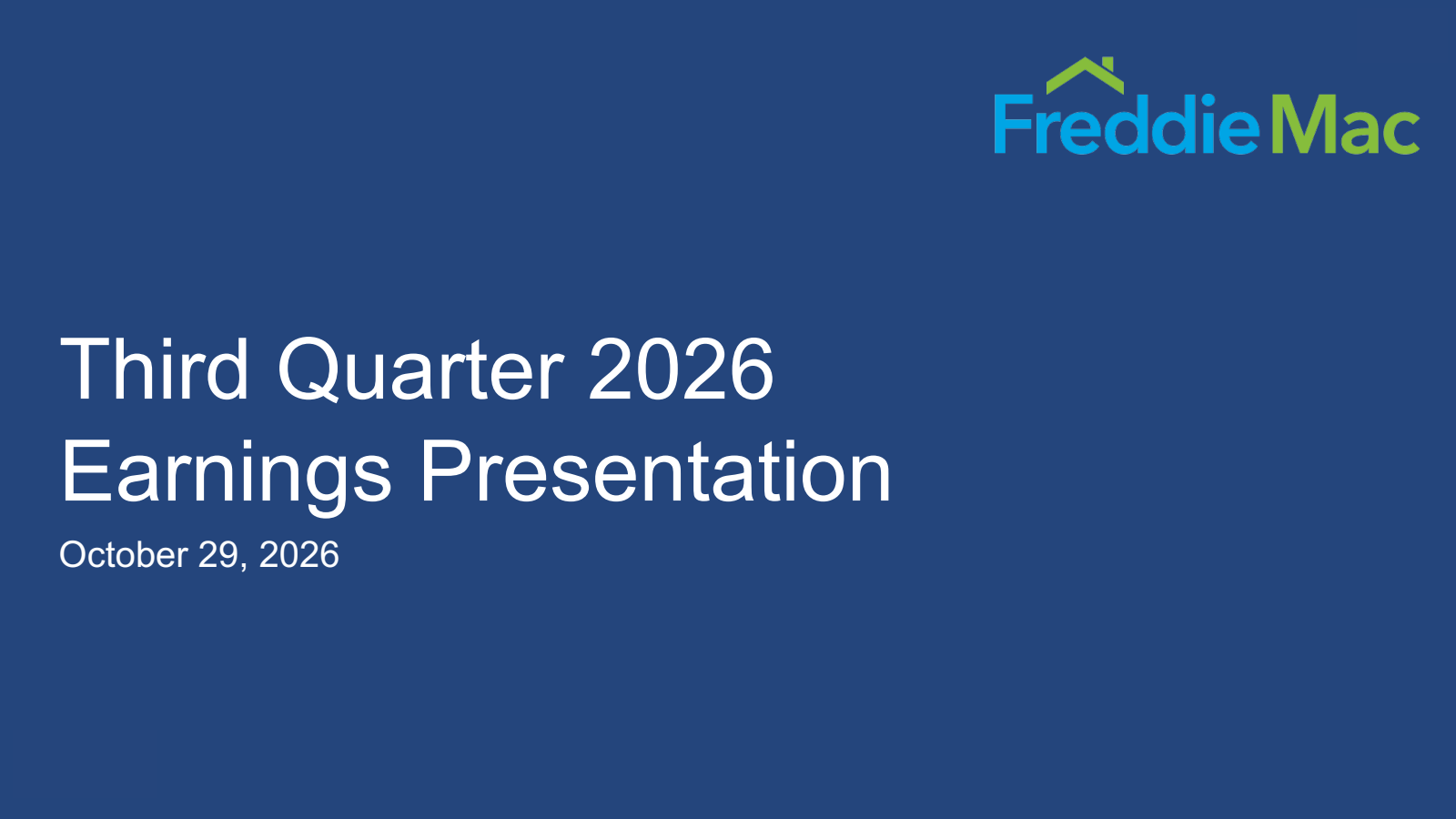 Freddie Mac's Q3 2026 Slide Deck