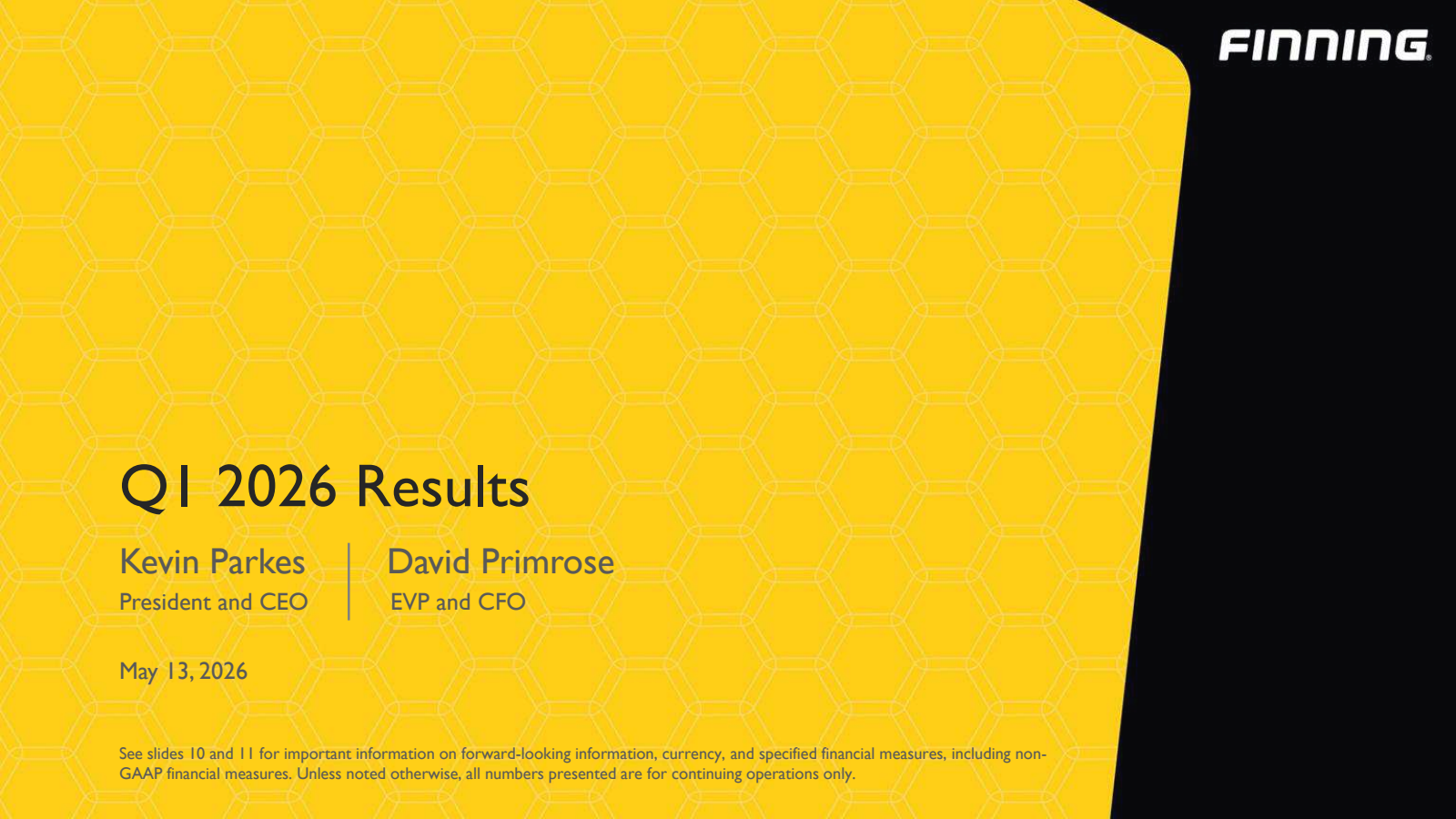 Finning International's Q1 2026 Slide Deck