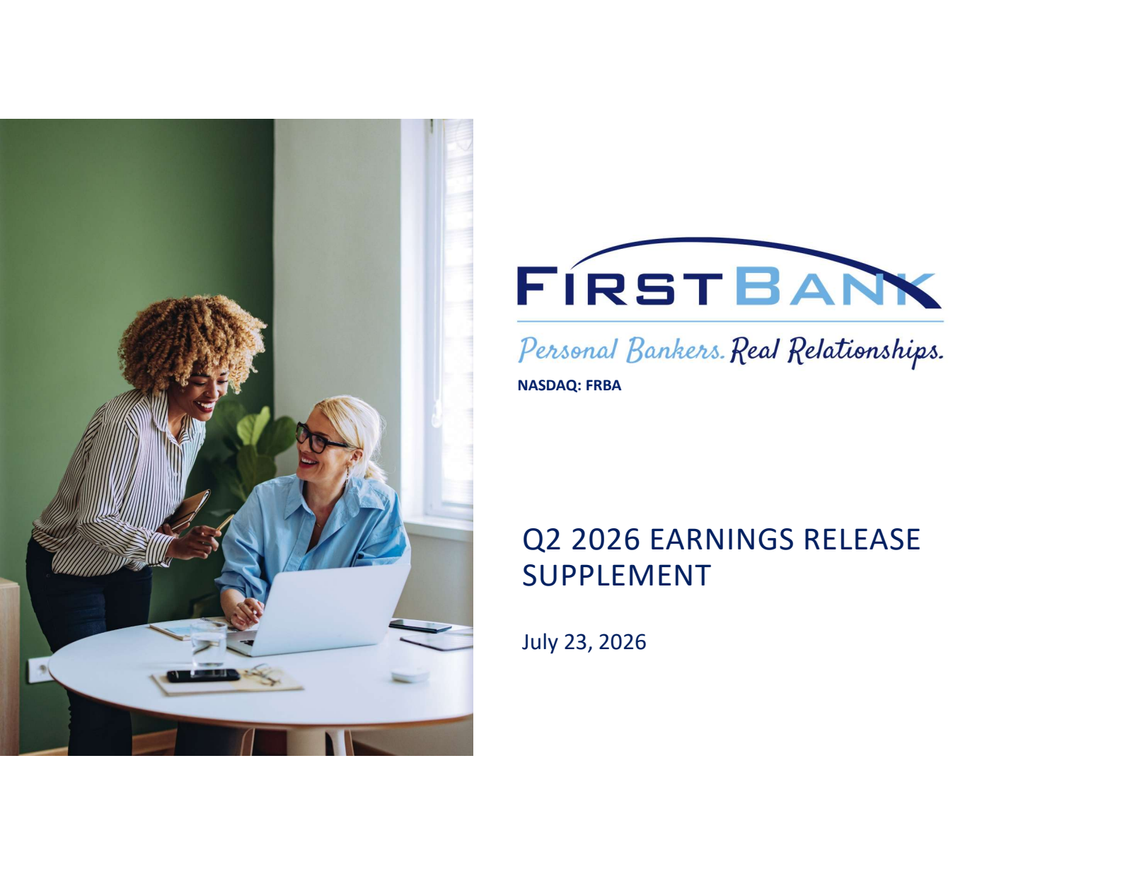 First Bank's Q2 2026 Slide Deck