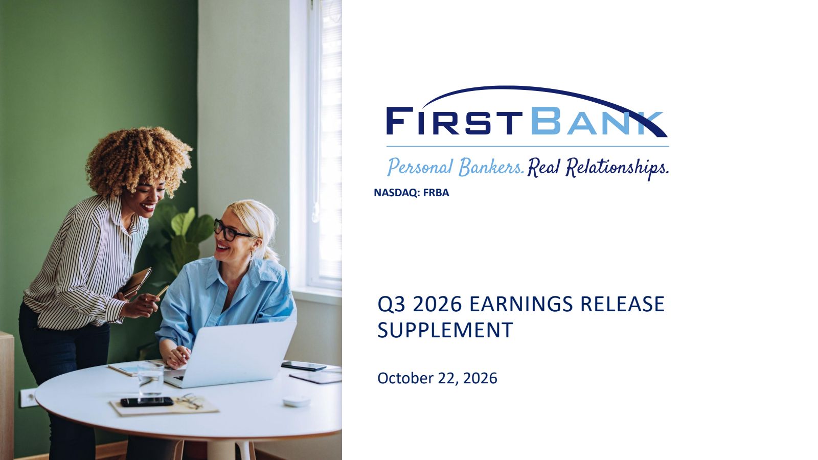 First Bank's Q3 2026 Slide Deck