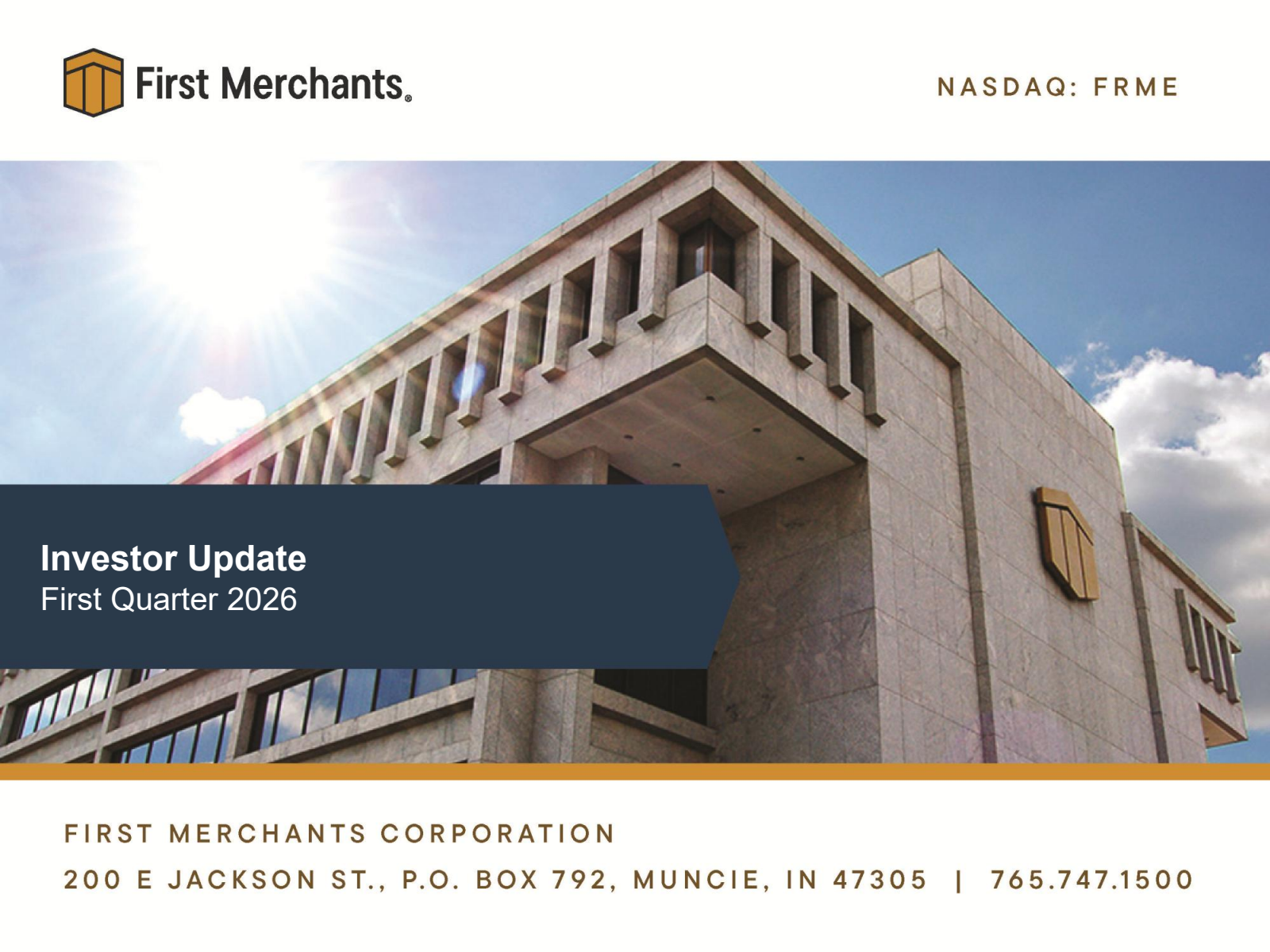 First Merchants' Q1 2026 Slide Deck