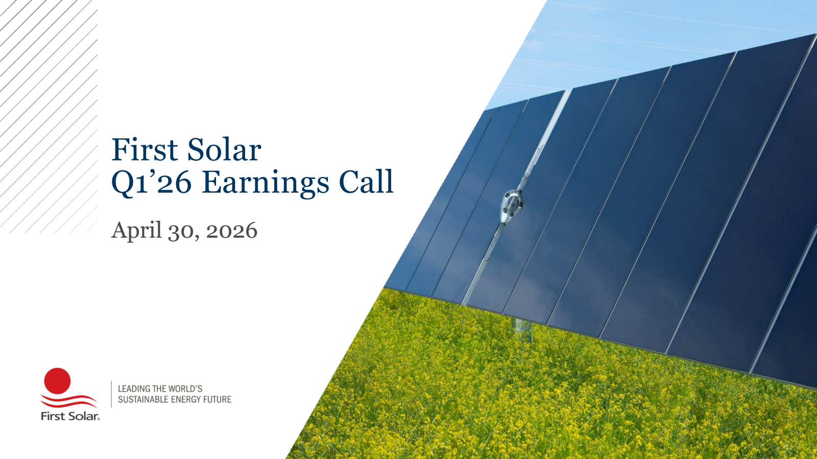 First Solar's Q1 2026 Slide Deck