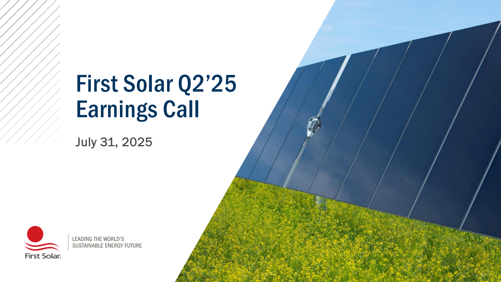 First Solar's Q2 2025 Slide Deck