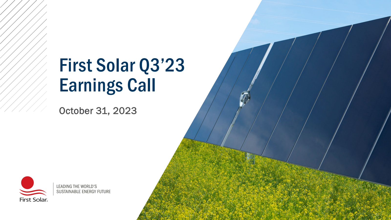 First Solar's Q3 2023 Slide Deck