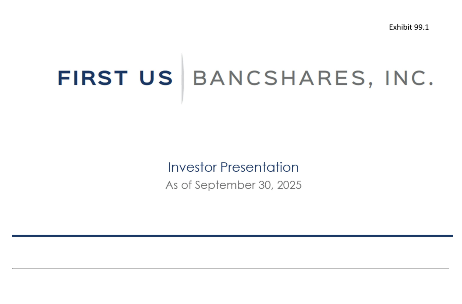 First Us Bancsh's Q3 2025 Slide Deck