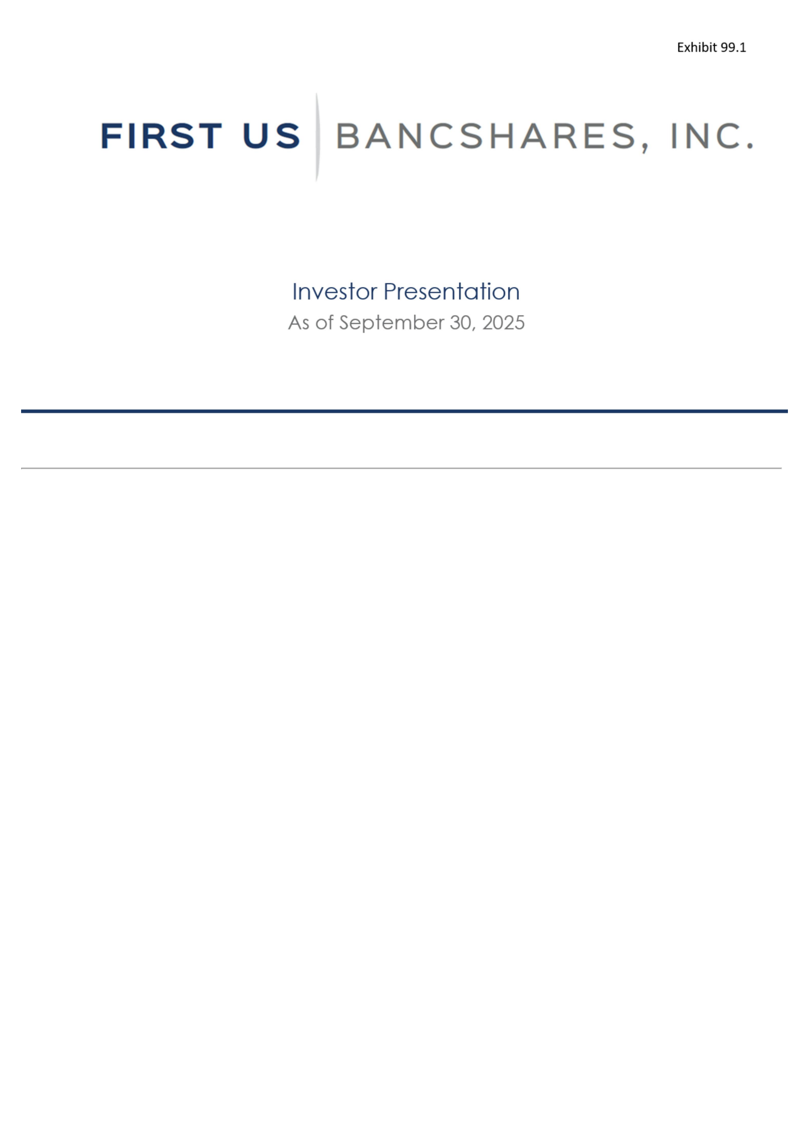 First Us Bancsh's Q3 2025 Slide Deck