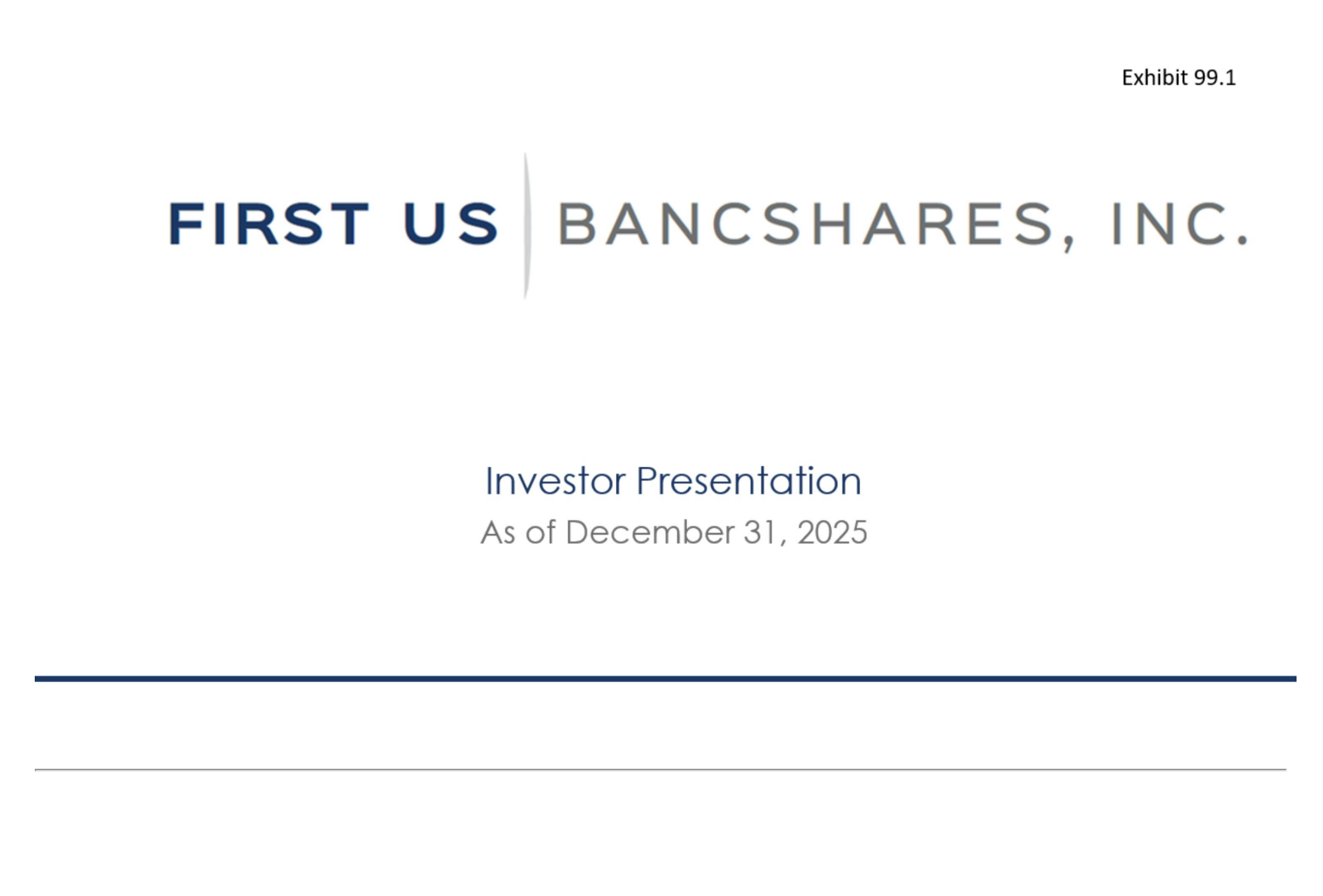 First Us Bancsh's Q4 2025 Slide Deck