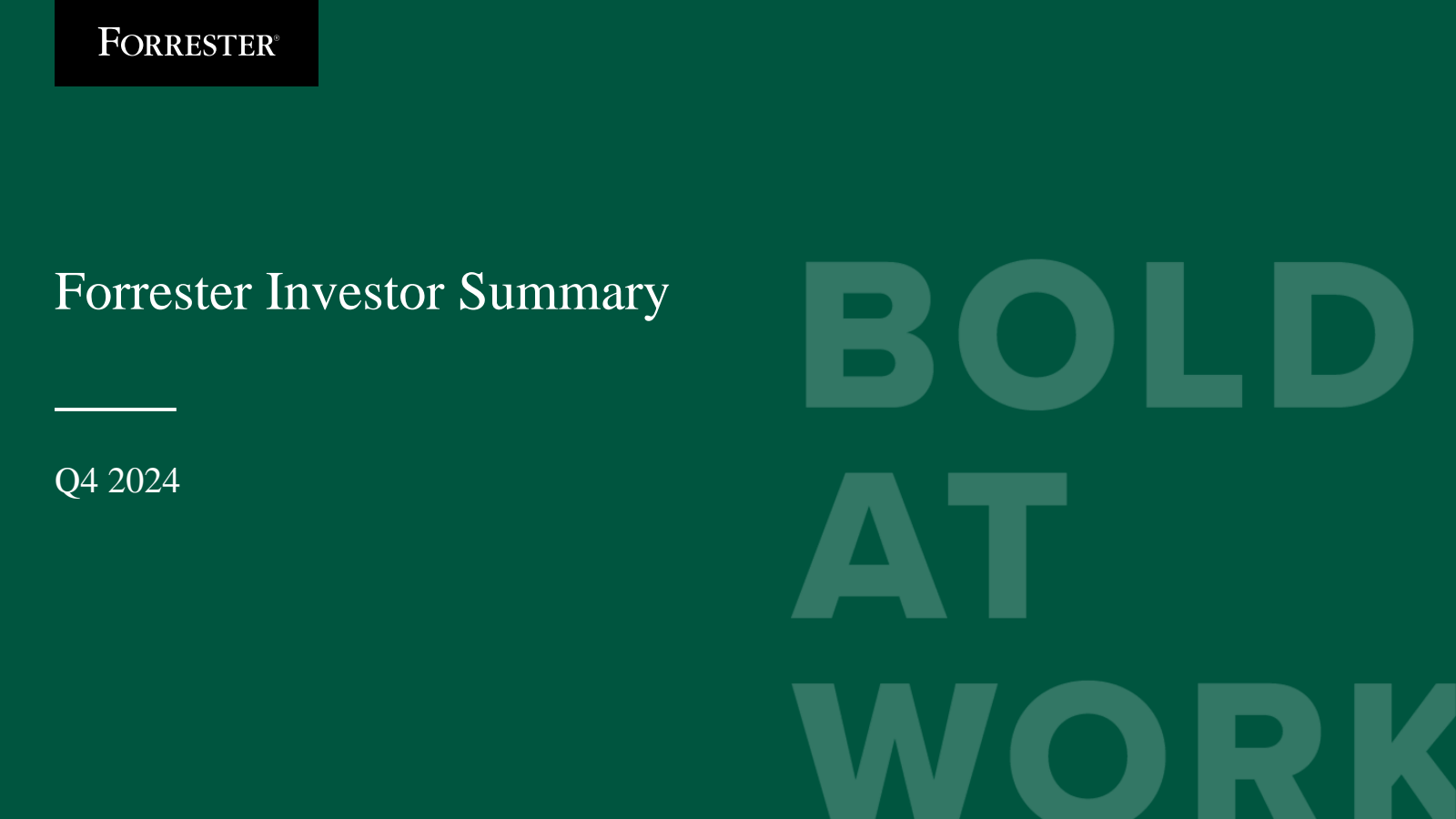 Forrester Research's Q4 2024 Slide Deck