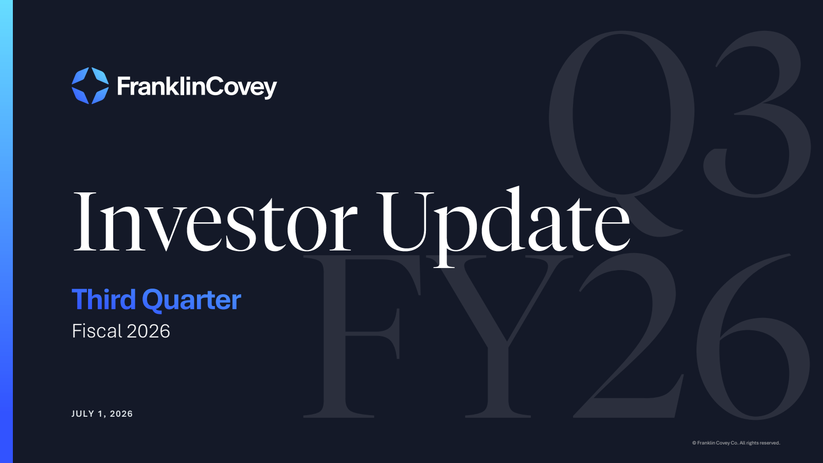 Franklin Covey's Q3 2026 Slide Deck