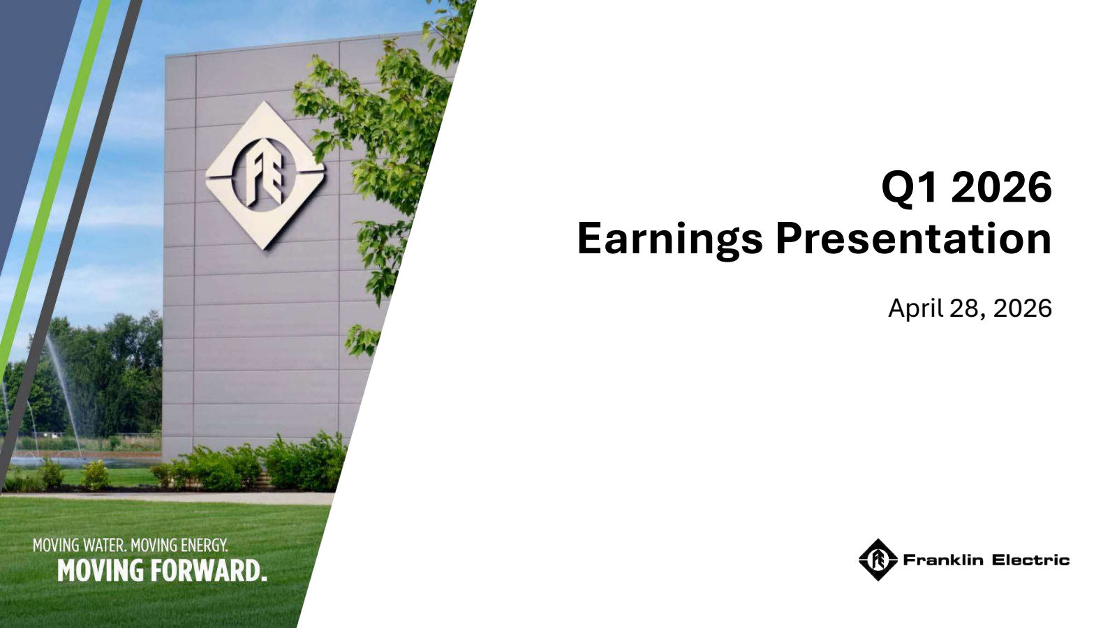 Franklin Electric's Q1 2026 Slide Deck