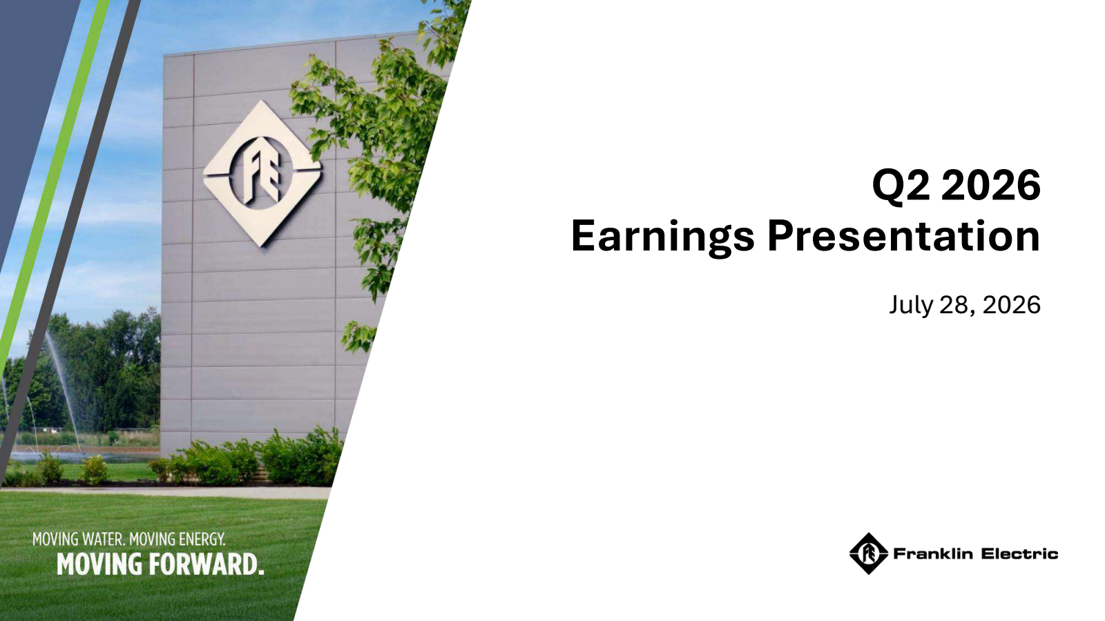 Franklin Electric's Q2 2026 Slide Deck