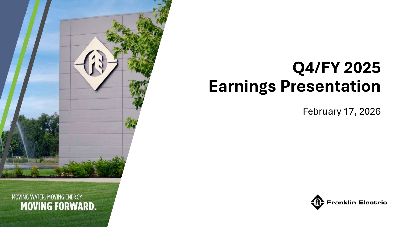 Franklin Electric's Q4 2025 Slide Deck