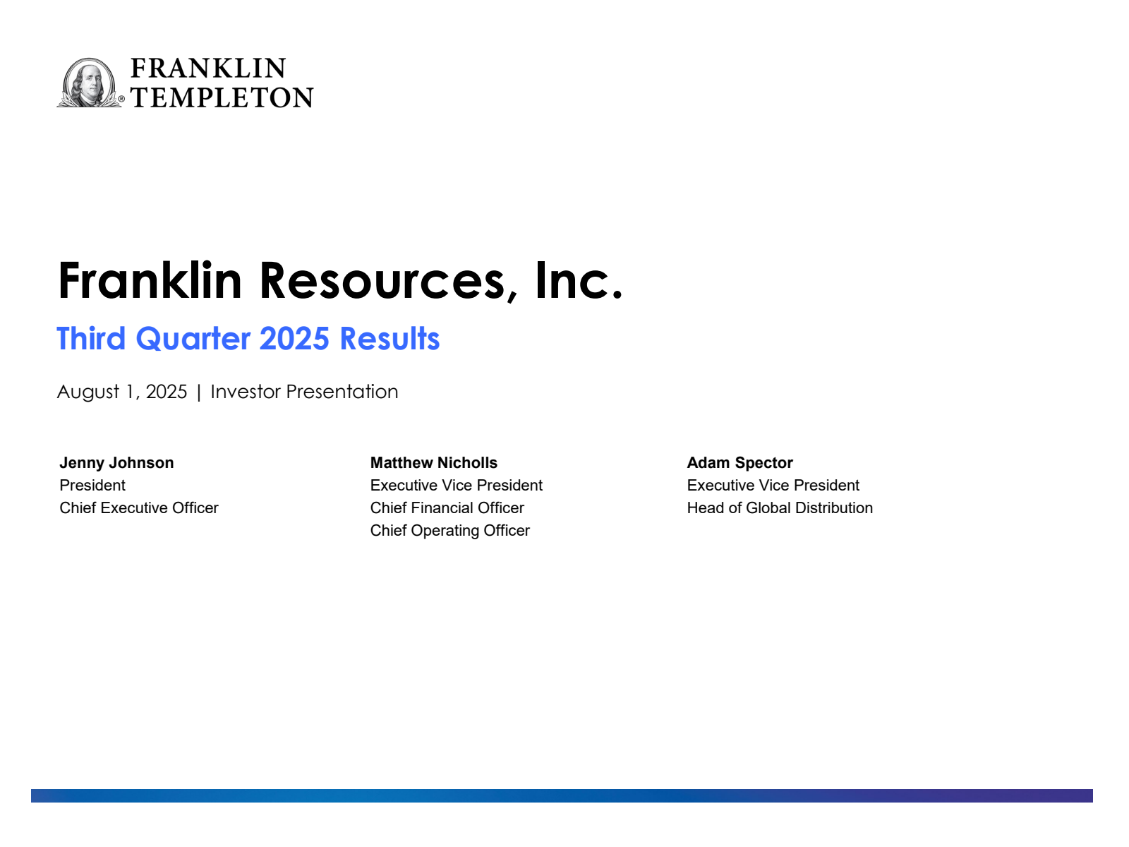 Franklin Resources' Q3 2025 Slide Deck