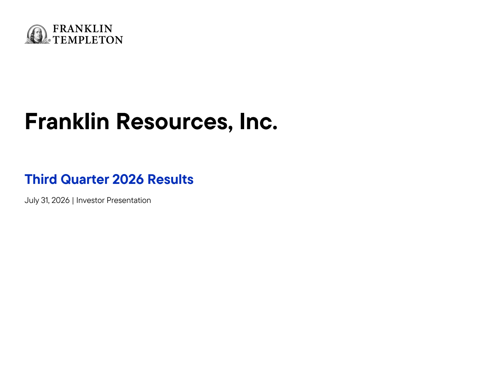 Franklin Resources' Q3 2026 Slide Deck