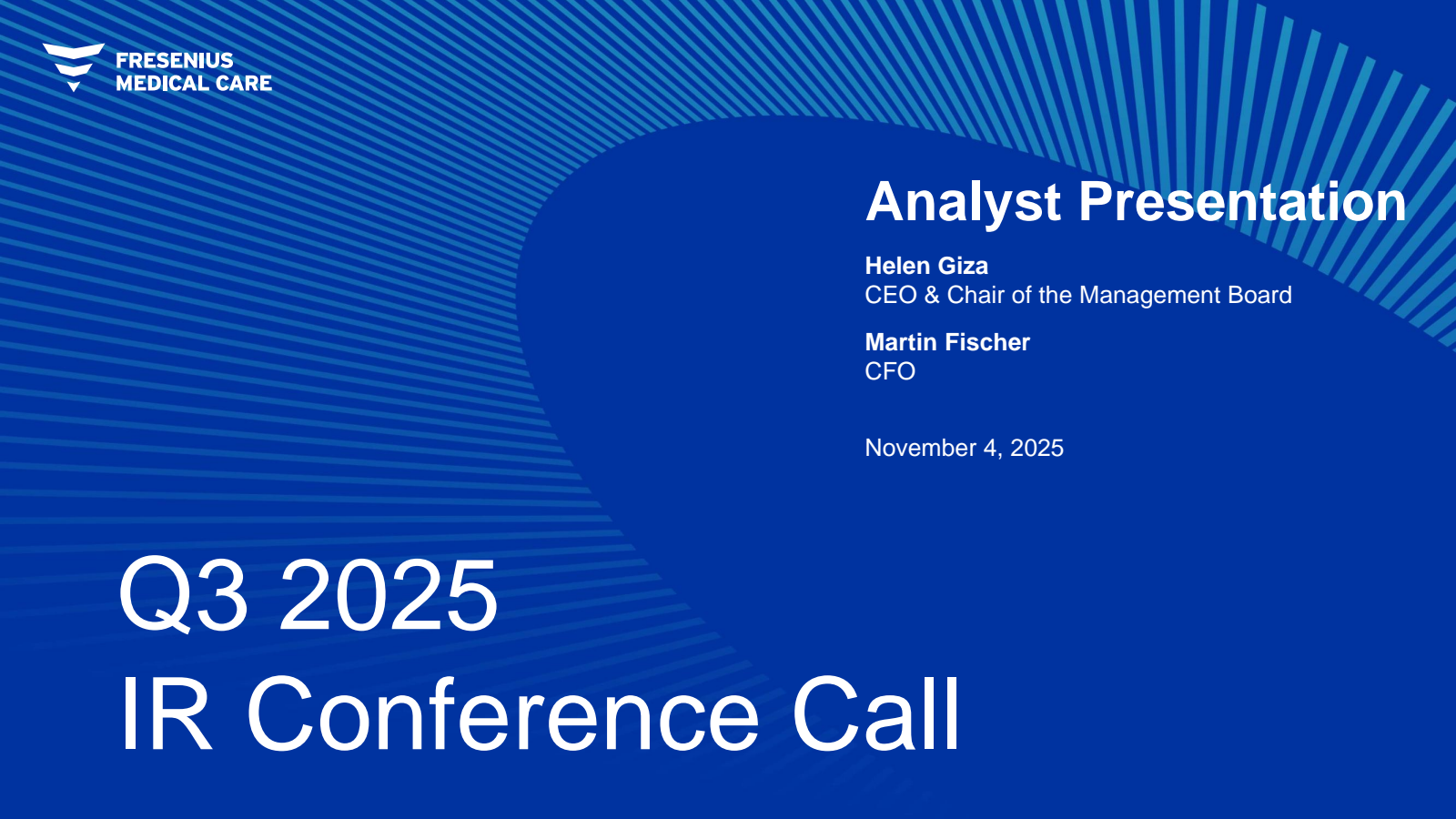 Fresenius Medical Care AG & Co. KGaA's Q3 2025 Slide Deck