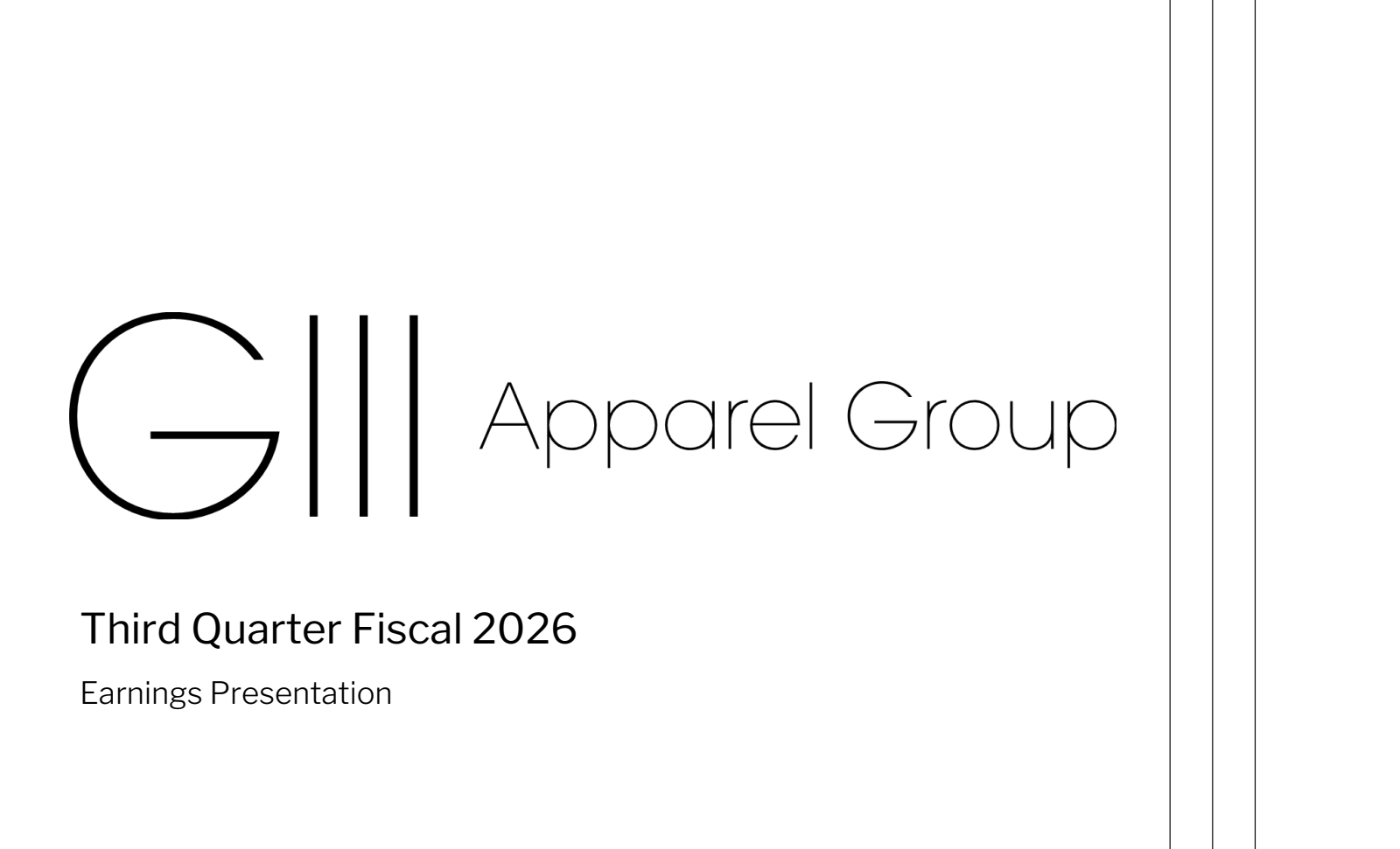 G-III Apparel Group's Q3 2026 Slide Deck