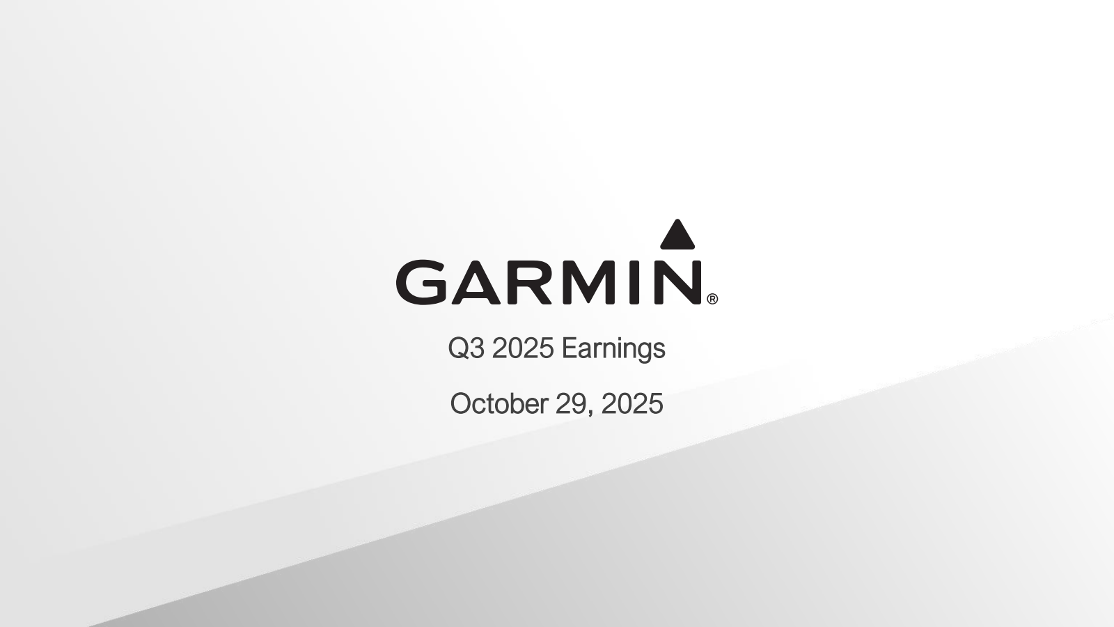 Garmin's Q3 2025 Slide Deck