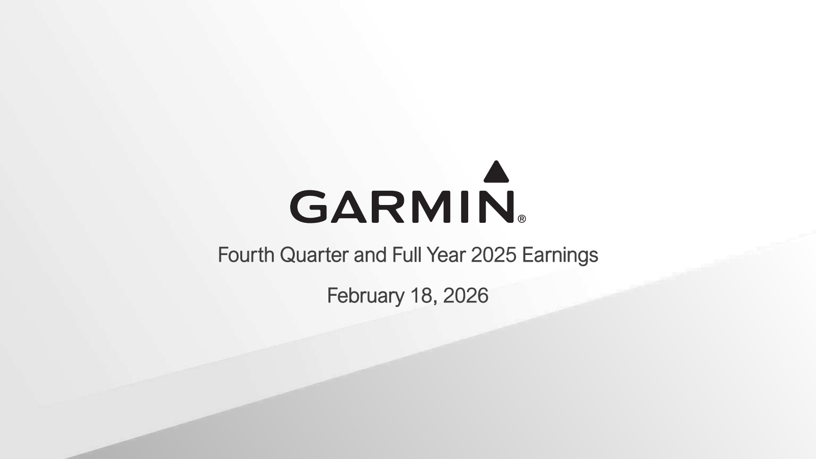 Garmin's Q4 2025 Slide Deck