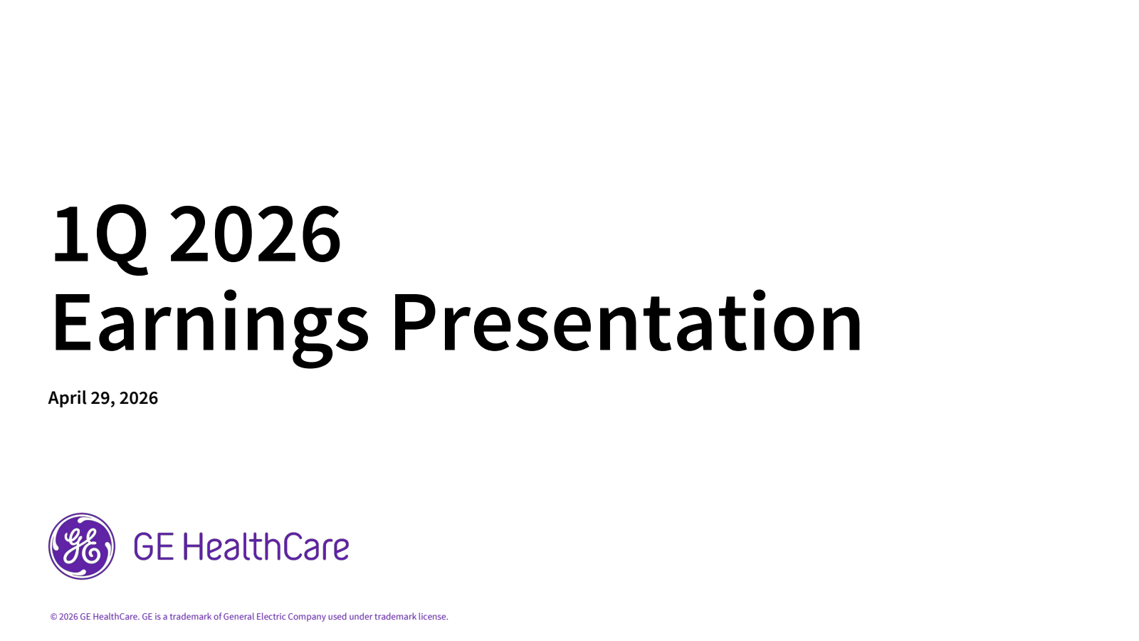 GE HealthCare Technologies' Q1 2026 Slide Deck