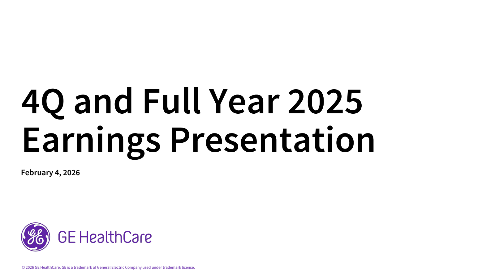 GE HealthCare Technologies' Q4 2025 Slide Deck