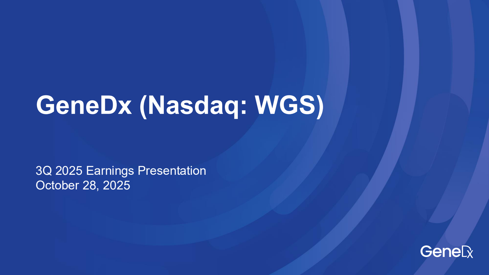 GeneDx's Q3 2025 Slide Deck