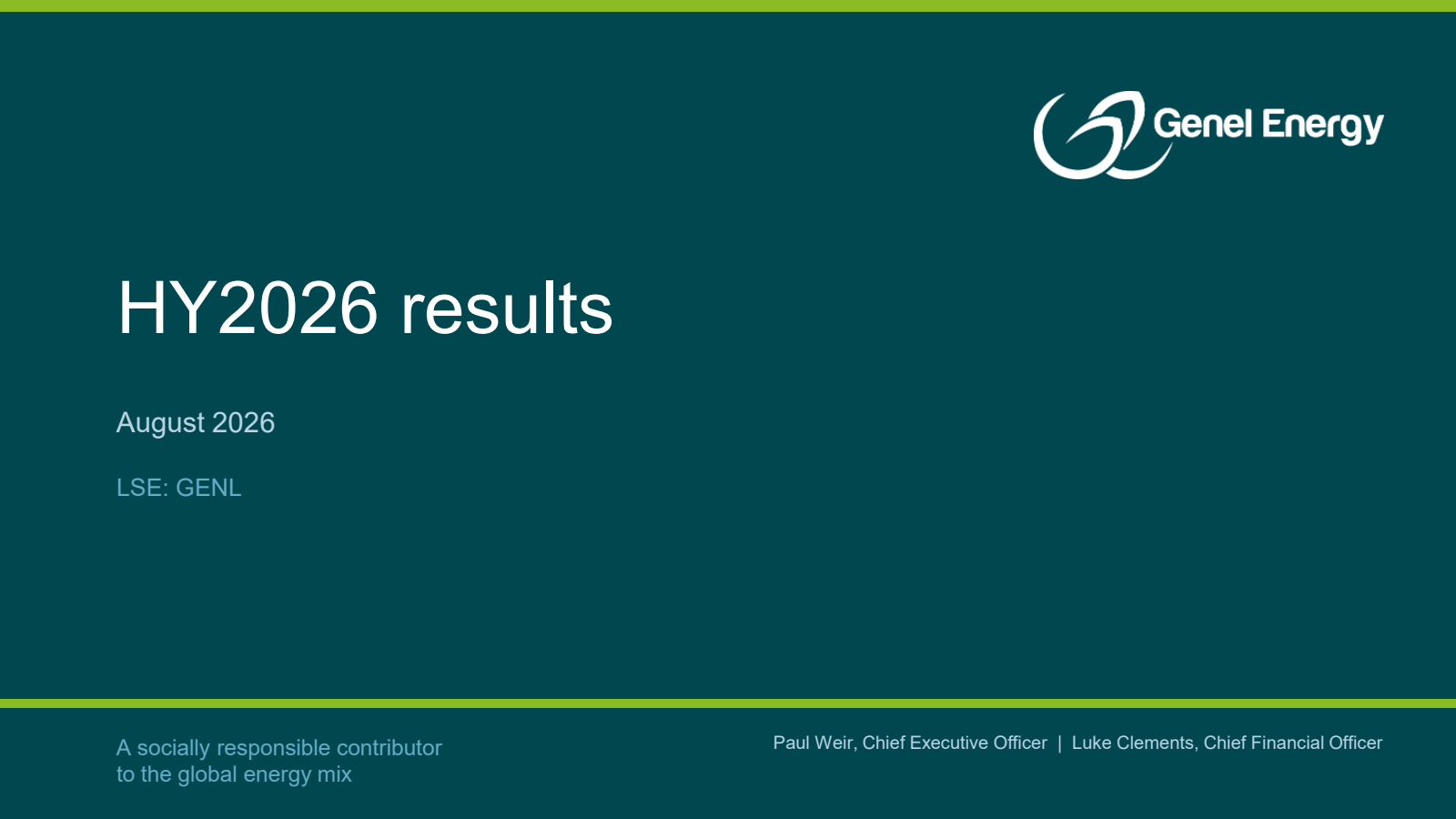 Genel Energy's H1 2026 Slide Deck