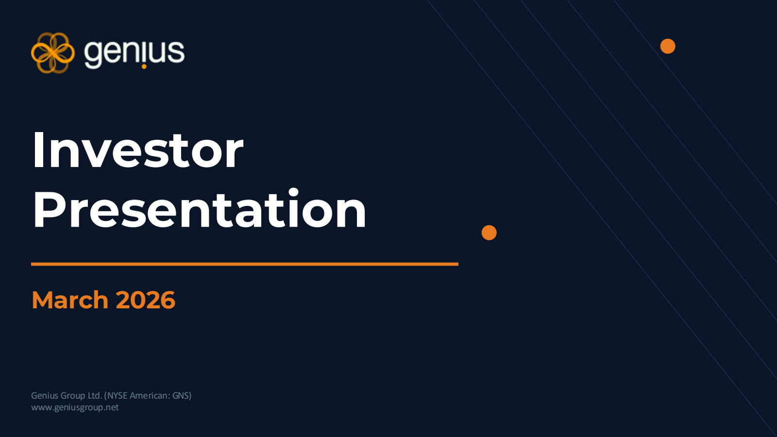 Genius Group's H2 2025 Slide Deck