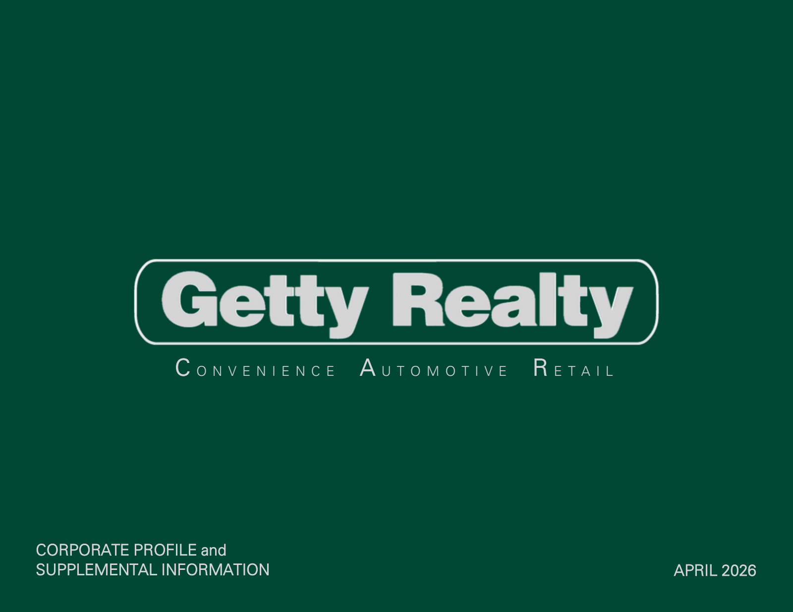 Getty Realty's Q1 2026 Slide Deck
