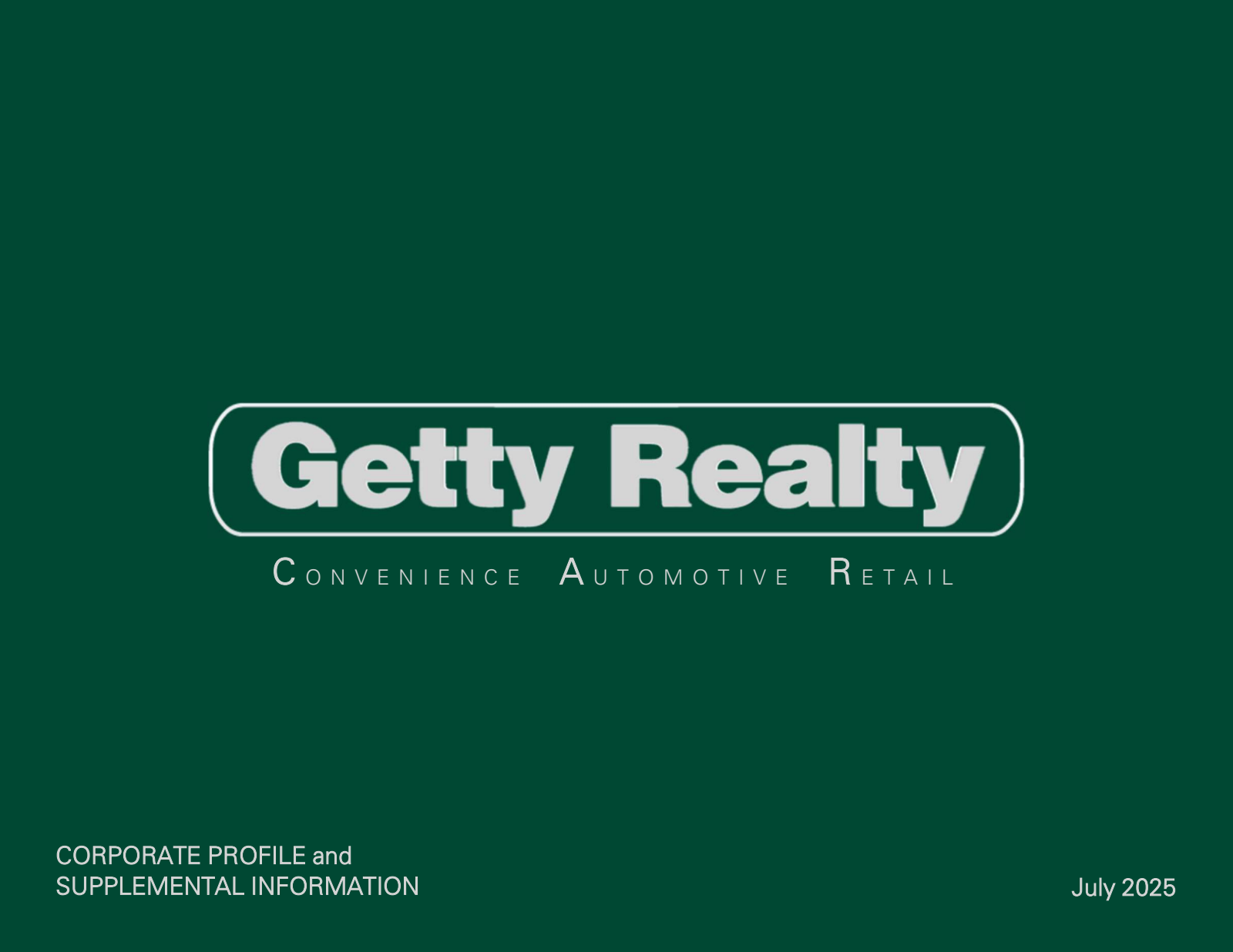 Getty Realty's Q2 2025 Slide Deck