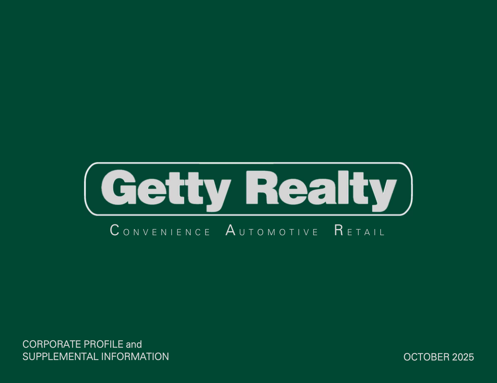 Getty Realty's Q3 2025 Slide Deck
