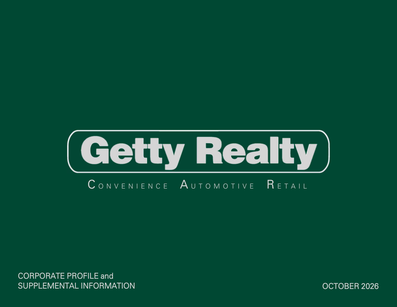 Getty Realty's Q3 2026 Slide Deck